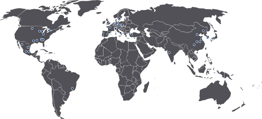 Weltkarte der Standorte von Baosteel